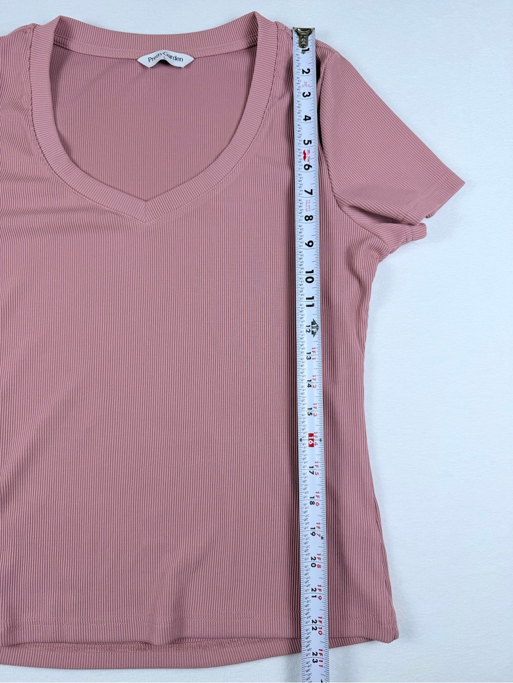 PRETTY GARDEN Women's Dusty Pink Ribbed Short Sleeve Top & Wide Leg Pants Set L - Picture 8 of 12